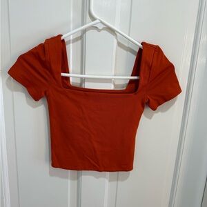 Aritzia Babaton Terracotta Square Neck Contour Top